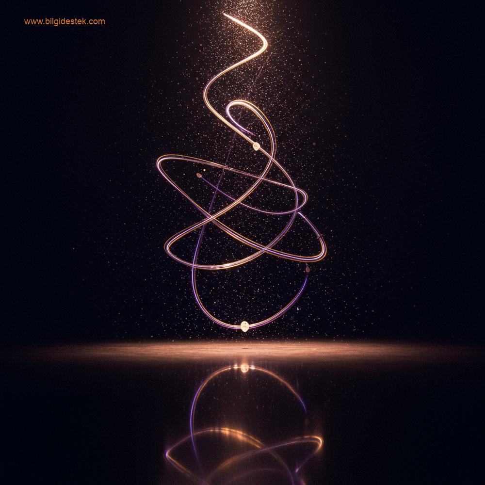 Sezgiyi ve yansımayı çağrıştıran, havada dokunan narin, pırıl pırıl ışık ipliklerinin olduğu soyut bir görsel.