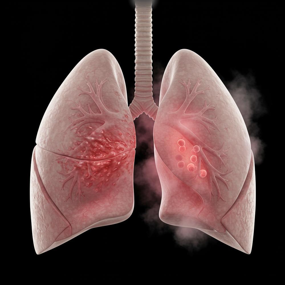 Akciğer dokusunda rejenerasyon kavramını temsil eden soyut bir görsel, iyileşme sürecini ve hasarlı alanın yavaş yavaş onarılmasını gösteriyor.