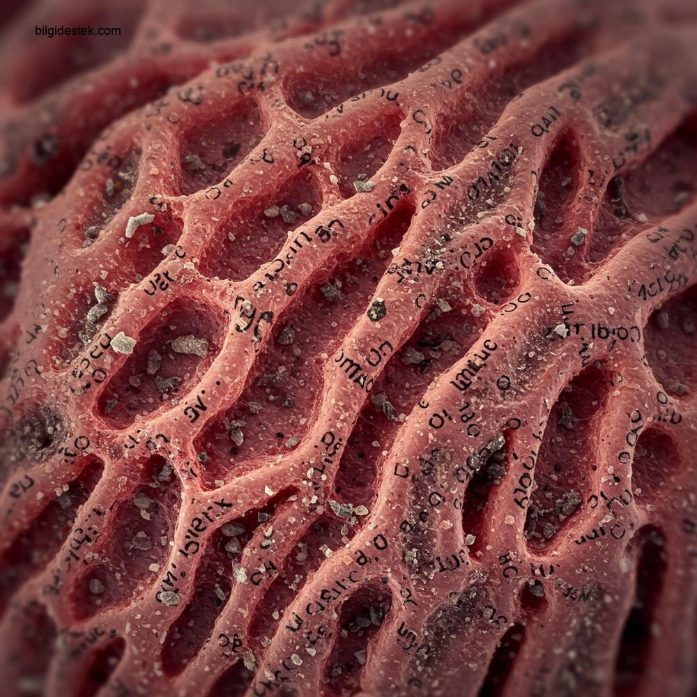 Akciğer dokusunun yakın çekimi, sigara dumanından kaynaklanan partikül birikimini gösteren ince biyolojik yapıyı vurguluyor.